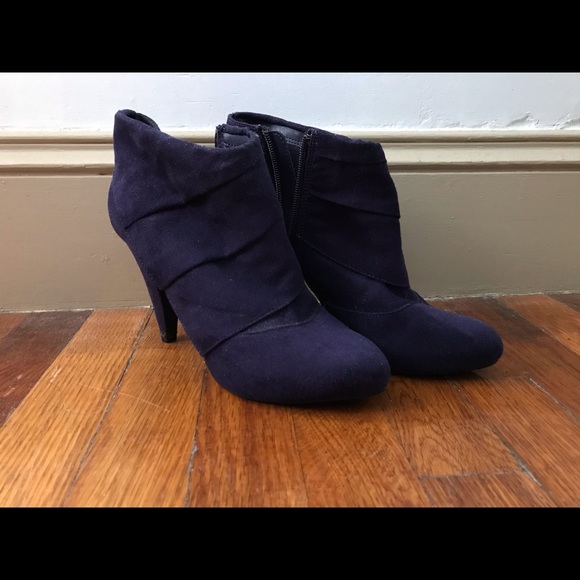 FIONI Purple Suede Heeled Booties - Picture 1 of 6